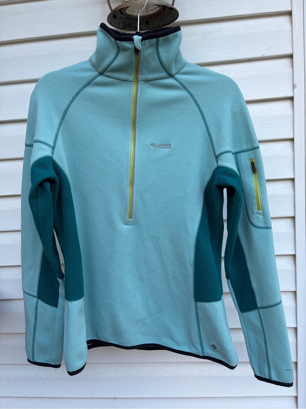 Columbia Titanium Omni-Heat 1/4 Zip Fleece Pullover Women’s Large Aqua Blue